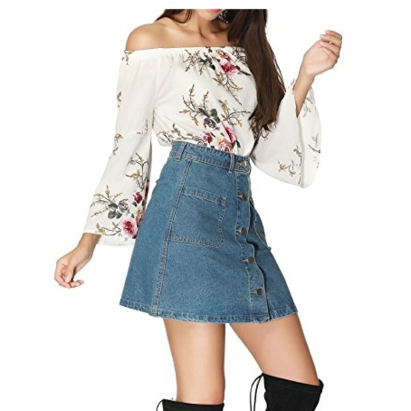 CORWIN Button Down Denim Skirt - Picture 3 of 4